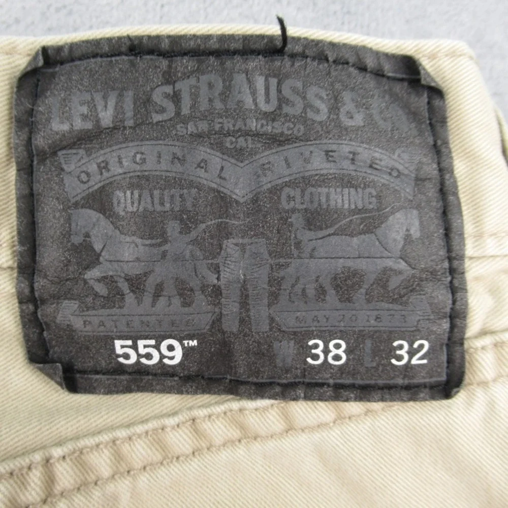 Levis 559 Relaxed Straight Khaki Pants Mens 38x32 Tan Cotton Chino 00559-0369